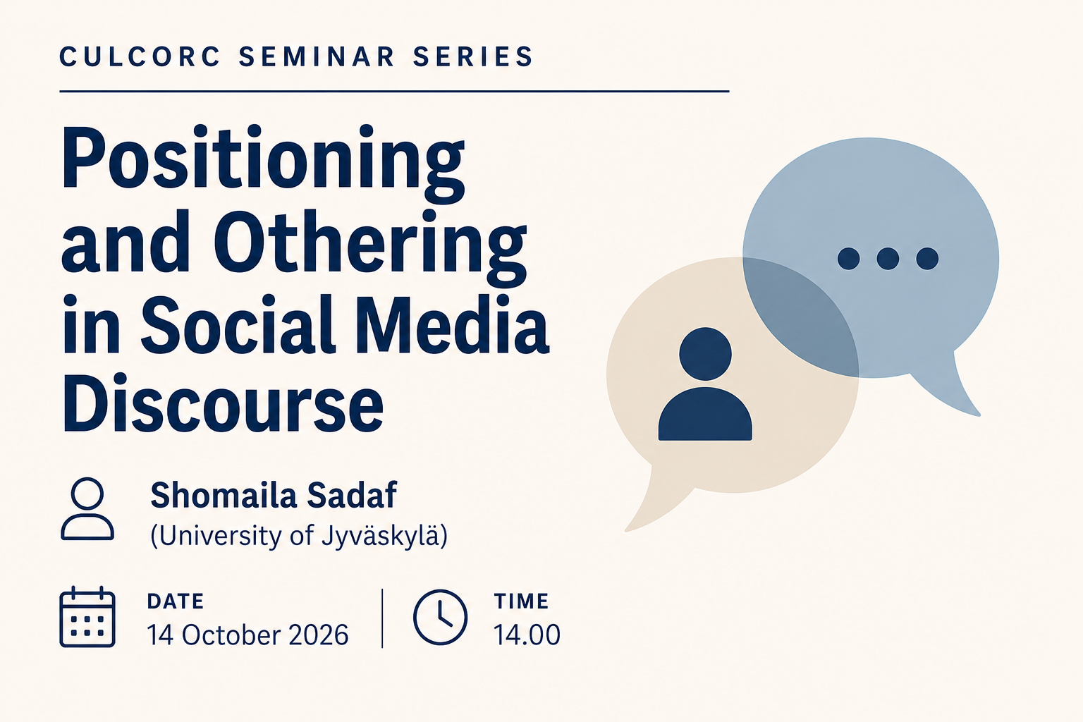 UPCOMING | Seminar on Positioning and Othering in Social Media Discourse by Shomaila Sadaf